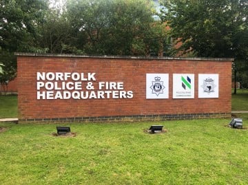 outside sign of Norfolk Police Headquarters 