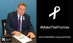 Mark Stokes signs White Ribbon Promise