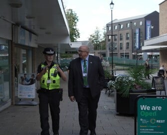PC Norton and PCC walking up Spring Walk in Thetford