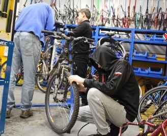 SPACE project mending bikes