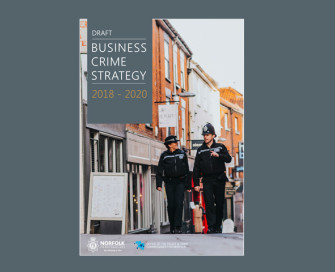 Two police officers on the beat - front cover of Business Crime Strategy 2018-2020