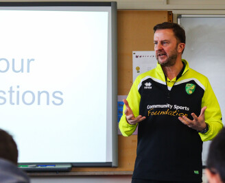 Positive Futures project officer Stuart Bailey giving presentation