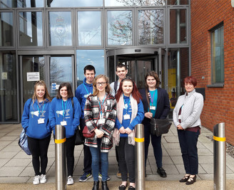 Group of Norfolk's Youth Commission standing outside police headquarters