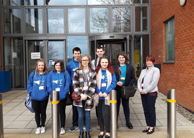 Group of Norfolk's Youth Commission standing outside police headquarters