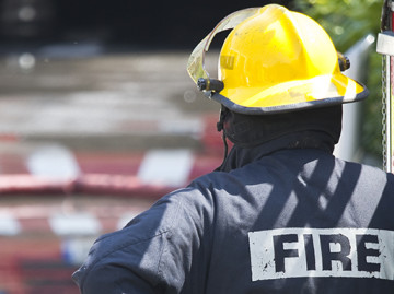 Rear view of firefighter