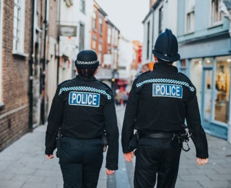 Two police officers on foot patrol