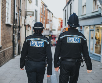 Two police officers on foot patrol